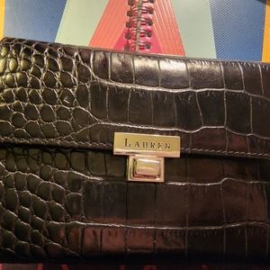 Lauren Ralph Lauren’s Mock Croc Turn Lock Wallet